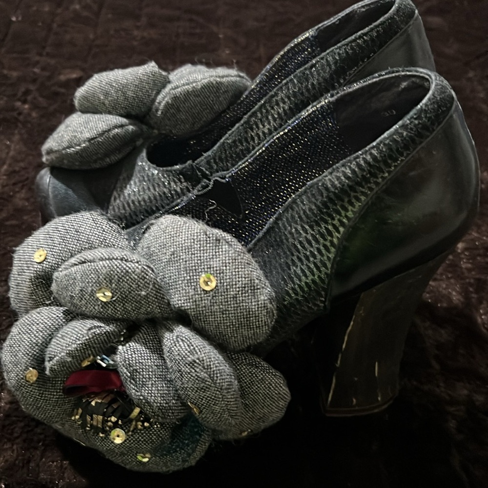 Irregular Choice Black Floral Heels - Picture 3 of 11